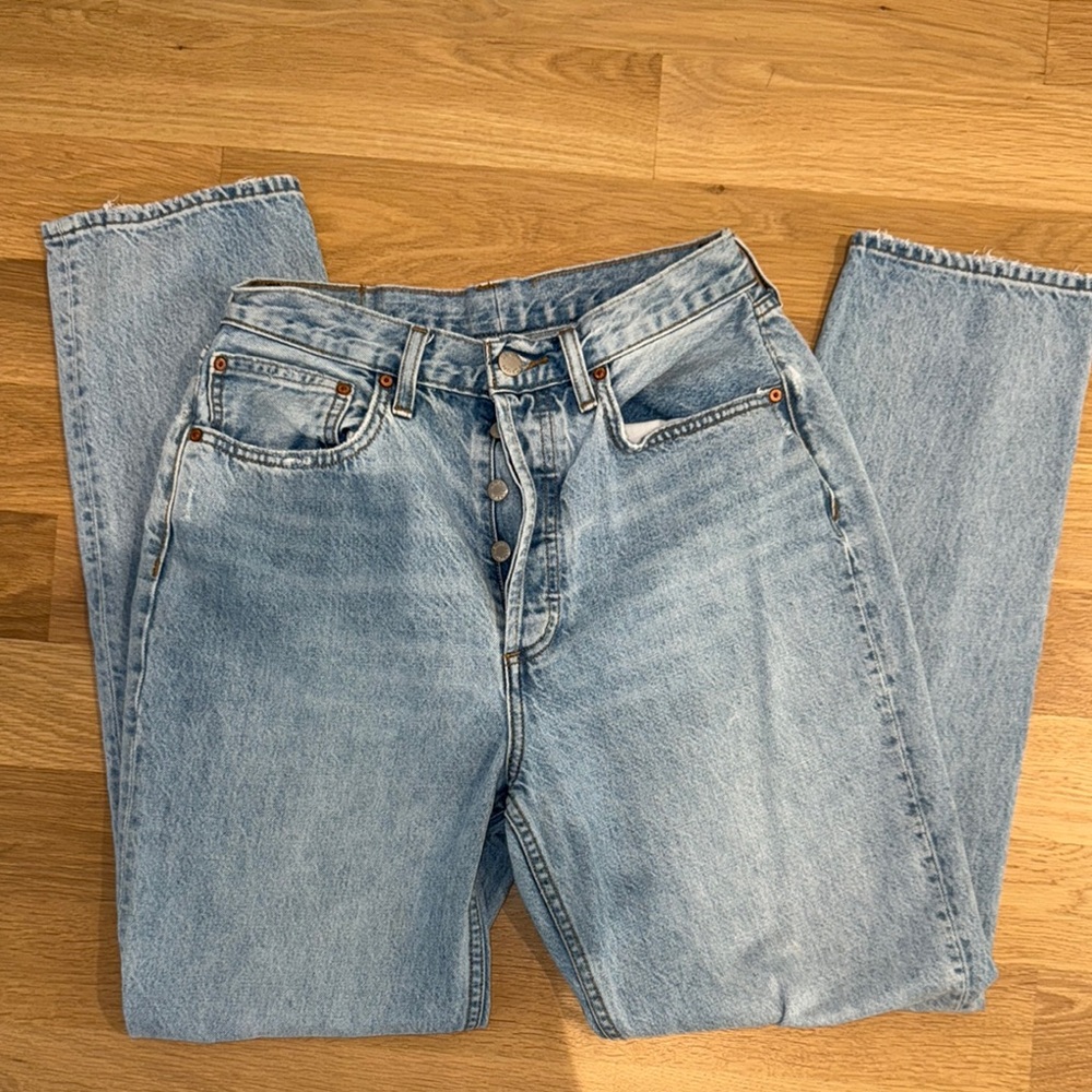 Aritzia Denim Forum Classic Light Blue Denim Jeans